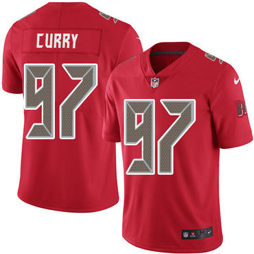 Personalized Buccaneers #97 Vinny Curry Red Men’s Stitched NFL Limited Rush Jersey