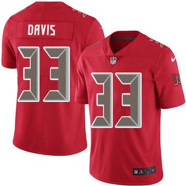 Personalized Buccaneers #33 Carlton Davis Red Men’s Stitched NFL Limited Rush Jersey