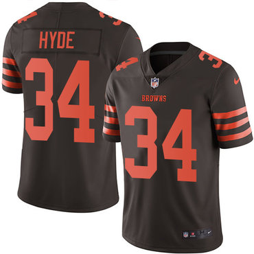 Personalized Browns #34 Carlos Hyde Brown Men’s Stitched NFL Limited Rush Jersey
