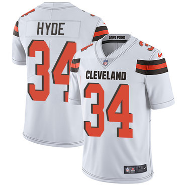 Personalized Browns #34 Carlos Hyde White Men’s Stitched NFL Untouchable Limited Jersey