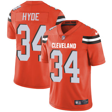 Personalized Browns #34 Carlos Hyde Orange Alternate Men’s Stitched NFL Untouchable Limited Jersey