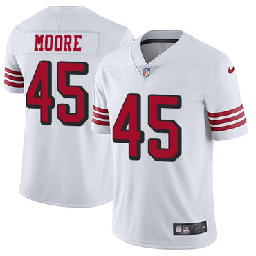 Personalized 49ers #45 Tarvarius Moore White Rush Men’s Stitched NFL Untouchable Limited Jersey