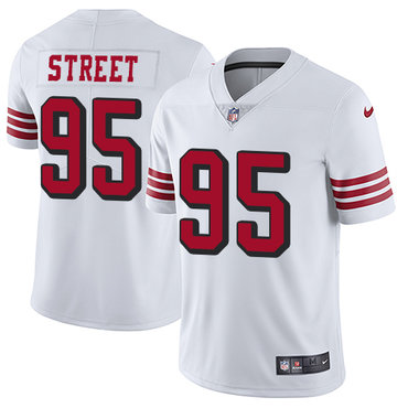 Personalized 49ers #95 Kentavius Street White Rush Men’s Stitched NFL Untouchable Limited Jersey