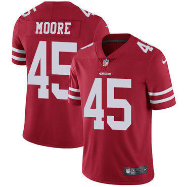 Personalized 49ers #45 Tarvarius Moore Red Team Color Men’s Stitched NFL Untouchable Limited Jersey