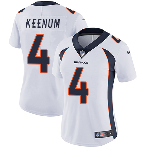 Personalized Broncos #4 Case Keenum White Women’s Stitched NFL Untouchable Limited Jersey