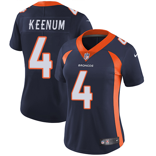 Personalized Broncos #4 Case Keenum Blue Alternate Women’s Stitched NFL Untouchable Limited Jersey