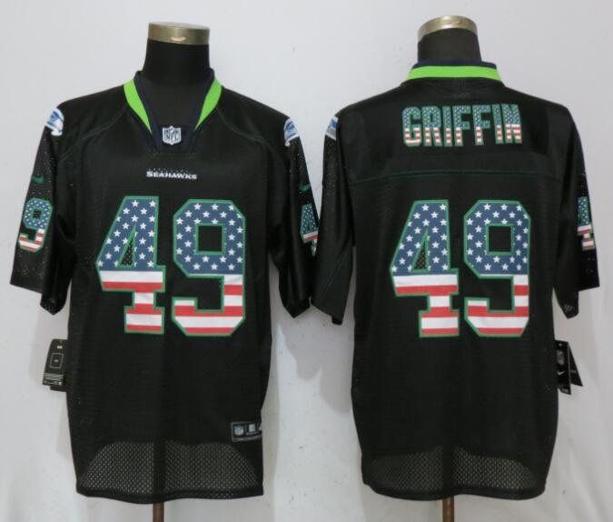 Personalized Seahawks 49 Shaquill Griffin Black USA Flag Fashion Elite Jersey