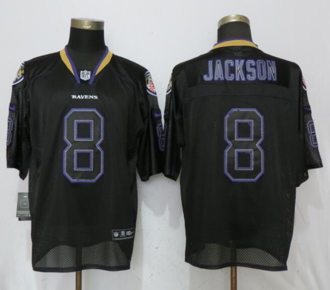 Personalized Ravens 8 Lamar Jackson Black Lights Out Elite Jersey