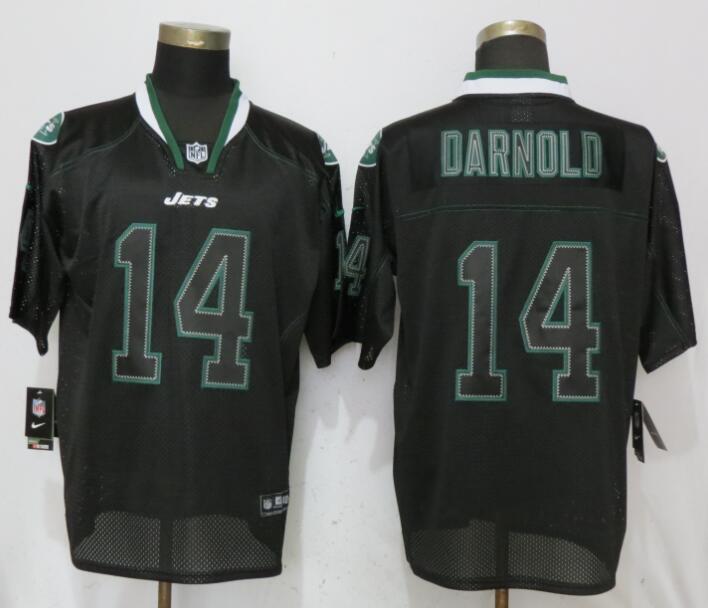 Personalized Jets 14 Darnold Lights Out Black Elite Jerseys