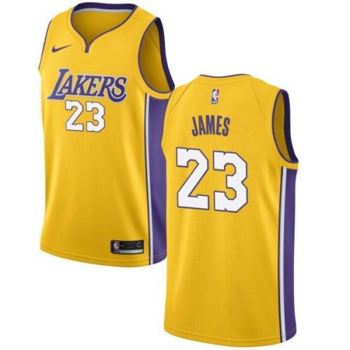 Personalized Los Angeles Lakers # 23 Lebron James Gold NBA Authentic Icon Edition Jersey