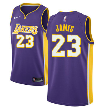 Personalized Lakers #23 LeBron James Purple Youth NBA Swingman Statement Edition Jersey