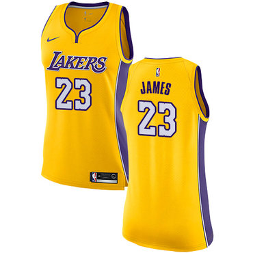 Personalized Lakers #23 LeBron James Gold Women’s NBA Swingman Icon Edition Jersey