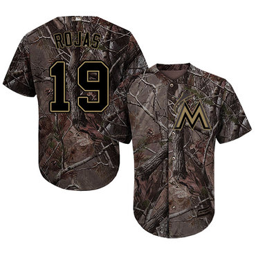 Personalized marlins #19 Miguel Rojas Camo Realtree Collection Cool Base Stitched Baseball Jersey
