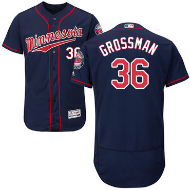 Personalized Twins #36 Robbie Grossman Navy Blue Flexbase Authentic Collection Stitched Baseball Jersey