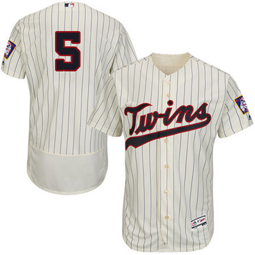 Personalized Twins #5 Eduardo Escobar Cream Strip Flexbase Authentic Collection Stitched Baseball Jersey