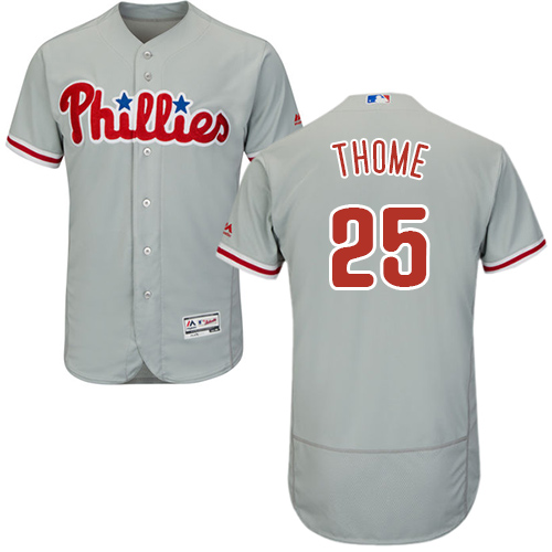 Personalized Phillies #25 Jim Thome Grey Flexbase Authentic Collection Stitched Baseball Jersey