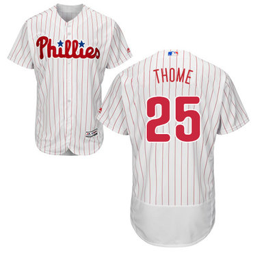 Personalized Phillies #25 Jim Thome White(Red Strip) Flexbase Authentic Collection Stitched Baseball Jersey
