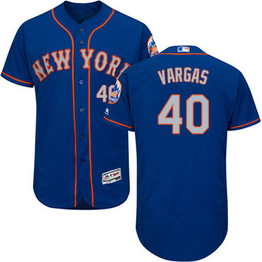 Personalized Mets #40 Jason Vargas Blue(Grey NO.) Flexbase Authentic Collection Stitched Baseball Jersey