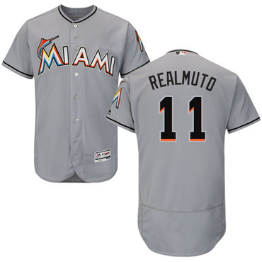 Personalized marlins #11 JT Realmuto Grey Flexbase Authentic Collection Stitched Baseball Jersey