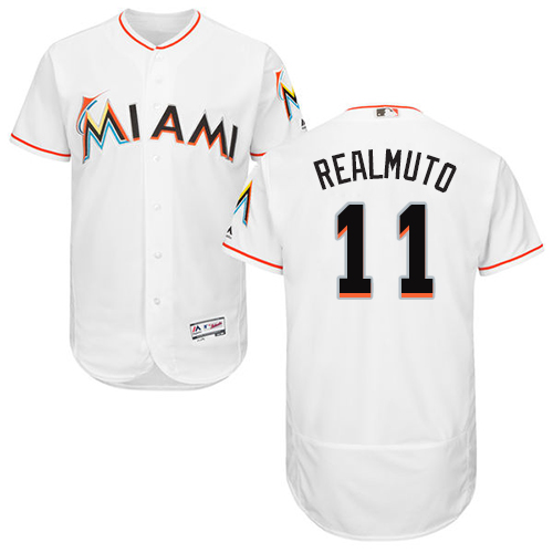Personalized marlins #11 JT Realmuto White Flexbase Authentic Collection Stitched Baseball Jersey