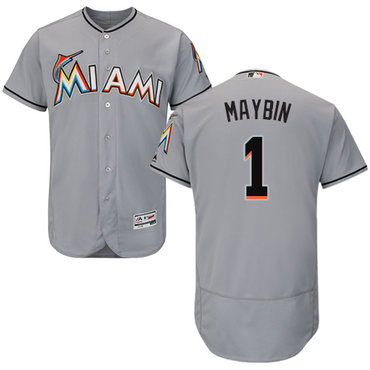 Personalized marlins #1 Cameron Maybin Grey Flexbase Authentic Collection Stitched Baseball Jersey