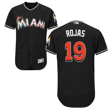 Personalized marlins #19 Miguel Rojas Black Flexbase Authentic Collection Stitched Baseball Jersey