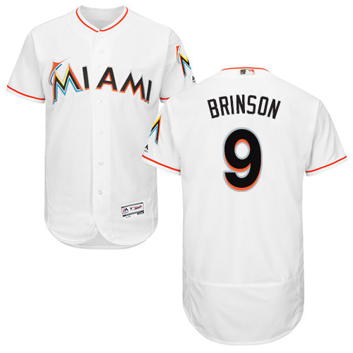 Personalized marlins #9 Lewis Brinson White Flexbase Authentic Collection Stitched Baseball Jersey
