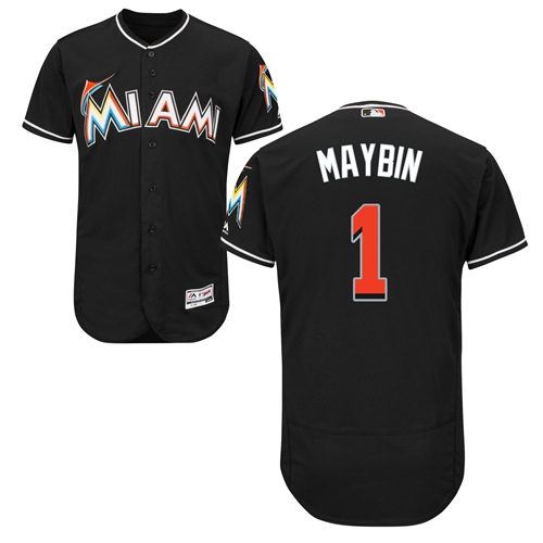 Personalized marlins #1 Cameron Maybin Black Flexbase Authentic Collection Stitched Baseball Jersey