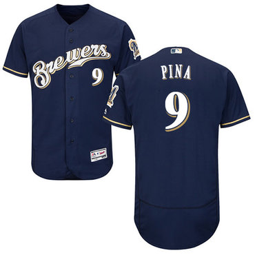 Personalized Brewers #9 Manny Pina Navy Blue Flexbase Authentic Collection Stitched Baseball Jersey