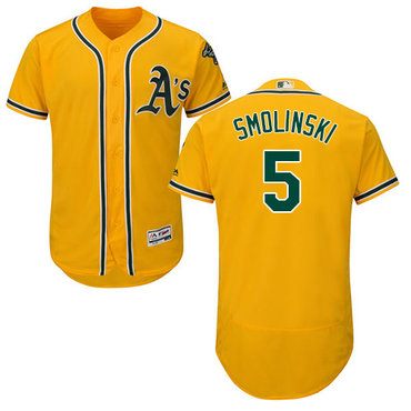 Personalized Athletics #5 Jake Smolinski Gold Flexbase Authentic Collection Stitched Baseball Jersey