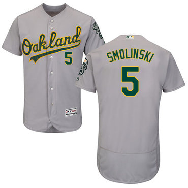 Personalized Athletics #5 Jake Smolinski Grey Flexbase Authentic Collection Stitched Baseball Jersey