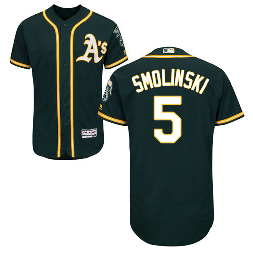 Personalized Athletics #5 Jake Smolinski Green Flexbase Authentic Collection Stitched Baseball Jersey