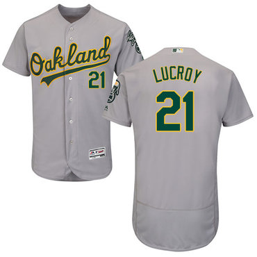 Personalized Athletics #21 Jonathan Lucroy Grey Flexbase Authentic Collection Stitched Baseball Jersey