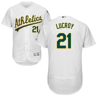 Personalized Athletics #21 Jonathan Lucroy White Flexbase Authentic Collection Stitched Baseball Jersey