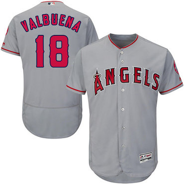Personalized Angels of Anaheim #18 Luis Valbuena Grey Flexbase Authentic Collection Stitched Baseball Jersey