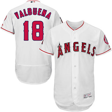 Personalized Angels of Anaheim #18 Luis Valbuena White Flexbase Authentic Collection Stitched Baseball Jersey