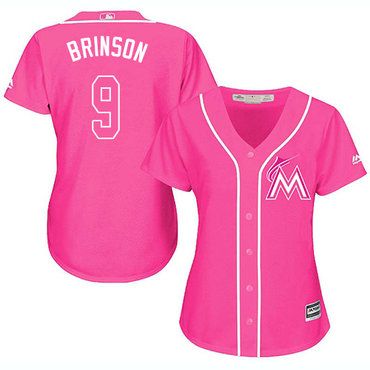 Personalized Marlins #9 Lewis Brinson Pink Fashion Women’s Stitched Baseball Jersey