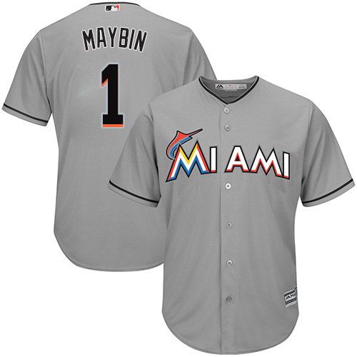Personalized Marlins #1 Cameron Maybin Grey Cool Base Stitched Youth Baseball Jersey