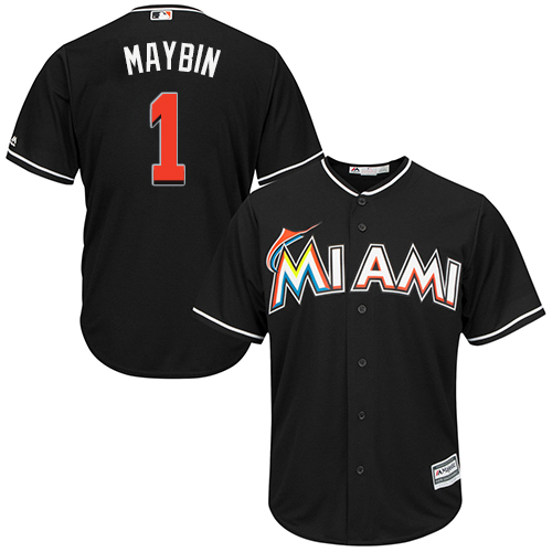 Personalized Marlins #1 Cameron Maybin Black Cool Base Stitched Youth Baseball Jersey