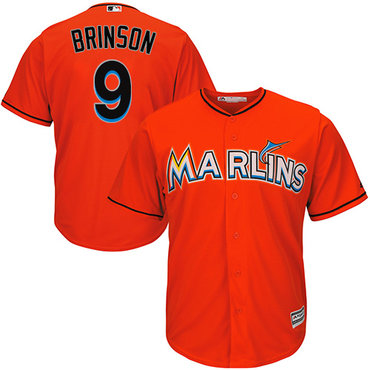 Personalized Marlins #9 Lewis Brinson Orange Cool Base Stitched Youth Baseball Jersey