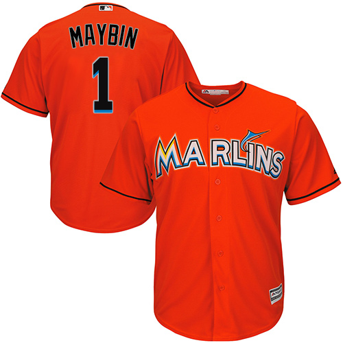 Personalized Marlins #1 Cameron Maybin Orange Cool Base Stitched Youth Baseball Jersey