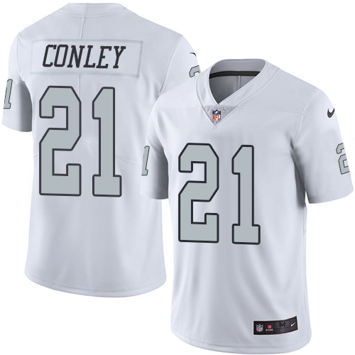 Personalized Raiders #21 Gareon Conley White Men’s Stitched NFL Limited Rush Jersey