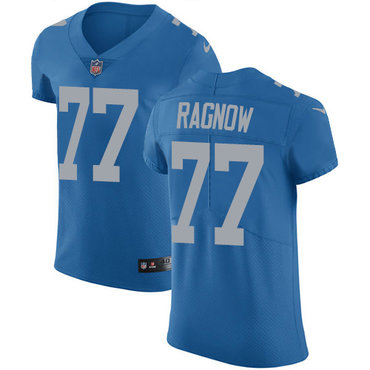 Personalized Lions #77 Frank Ragnow Blue Throwback Men’s Stitched NFL Untouchable Elite Jersey