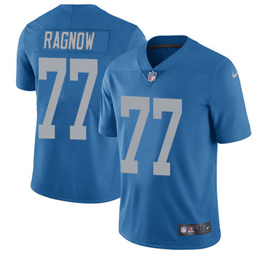 Personalized Lions #77 Frank Ragnow Blue Throwback Men’s Stitched NFL Untouchable Limited Jersey