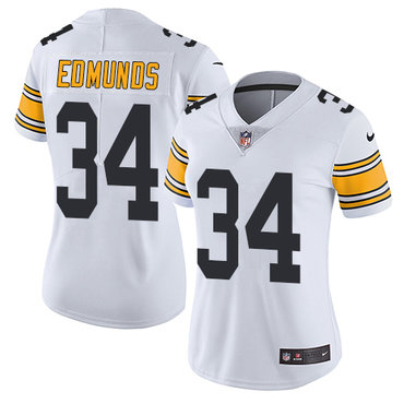 Personalized Steelers #34 Terrell Edmunds White Women’s Stitched NFL Untouchable Limited Jersey