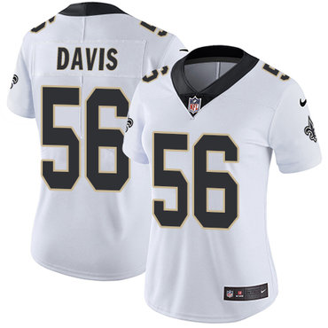 Personalized Saints #56 DeMario Davis White Women’s Stitched NFL Untouchable Limited Jersey