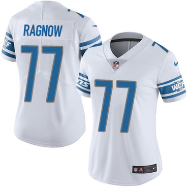 Personalized Lions #77 Frank Ragnow White Women’s Stitched NFL Untouchable Limited Jersey