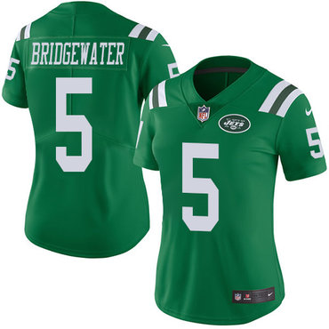 Personalized Jets #5 Teddy Bridgewater Green Women’s Stitched NFL Limited Rush Jersey