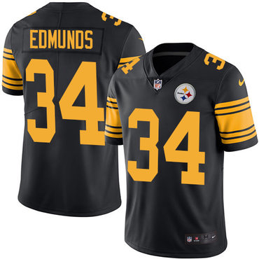 Personalized Steelers #34 Terrell Edmunds Black Youth Stitched NFL Limited Rush Jersey