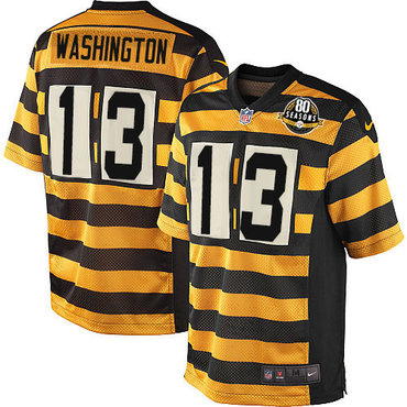 Personalized Steelers #13 James Washington Black Yellow Alternate Youth Stitched NFL Elite Jersey